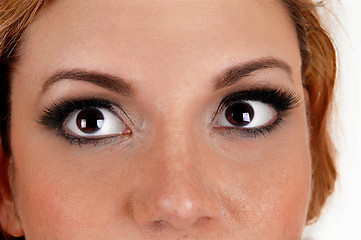 Image showing The big eye\'s of a young woman.