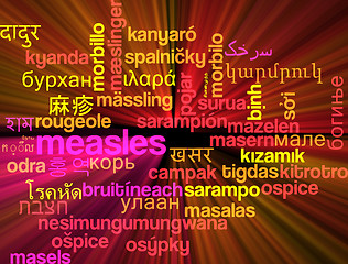 Image showing Measles multilanguage wordcloud background concept glowing