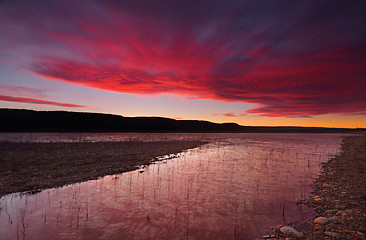 Image showing Sunset over Lake Burralow