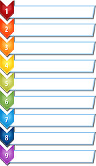 Image showing Nine blank business diagram chevron list illustration