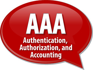 Image showing AAA acronym definition speech bubble illustration