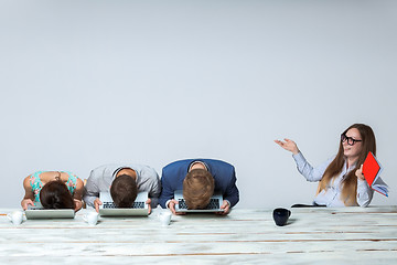 Image showing Business team working on their business project together at office