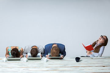 Image showing Business team working on their business project together at office