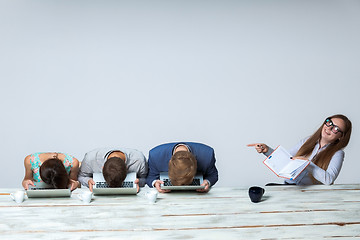 Image showing Business team working on their business project together at office