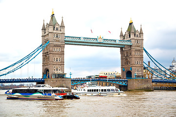 Image showing london tower in england old bridge and the  