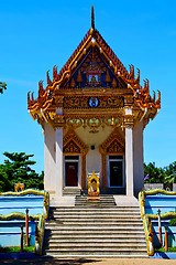 Image showing pavement bangkok in thailand incision of the buddha gold  temple