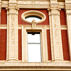 Image showing old window in europe london  red brick wall and      historical 