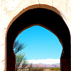 Image showing gate   in todra gorge morocco africa and  village