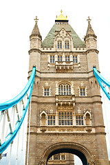 Image showing london tower in   bridge and the cloudy 
