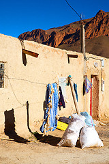 Image showing bags  roof  moroccan old wall    in antique 