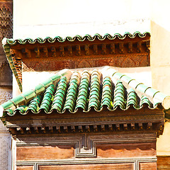 Image showing tile roof  moroccan old wall and brick in antique city