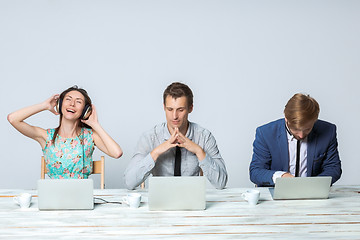 Image showing Business team working on their business project together at office