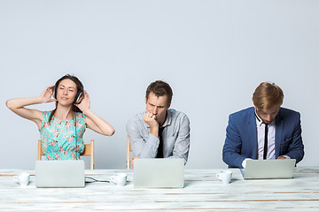 Image showing Business team working on their business project together at office