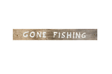 Image showing Gone Fishing wooden sign 