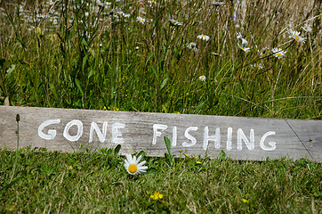 Image showing Gone Fishing sign