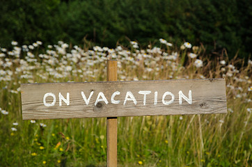 Image showing On Vacation wooden sign