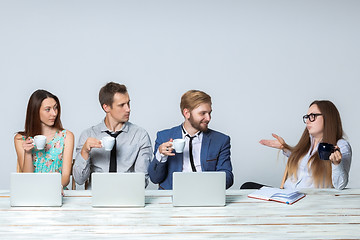 Image showing Business team working on their business project together at office