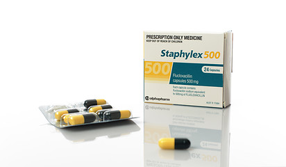 Image showing Prescription Medicine - Staphylex antibiotic capsules