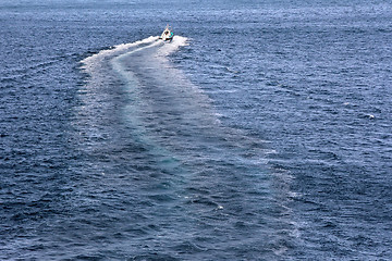 Image showing Boats trace on sea