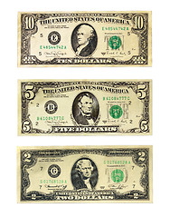 Image showing Banknotes of the dollars different face value