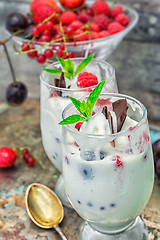 Image showing ice cream with fresh fruit