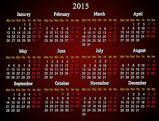 Image showing claret calendar on 2015 year