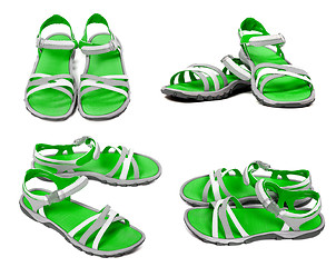 Image showing Set of green summer sandals