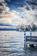 Image showing Lake Tutzing with landing bridge