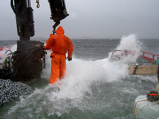 Image showing Sailor in stormy weather