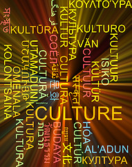 Image showing Culture multilanguage wordcloud background concept glowing