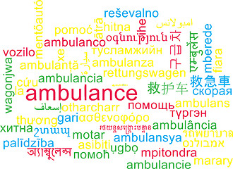 Image showing Ambulance multilanguage wordcloud background concept