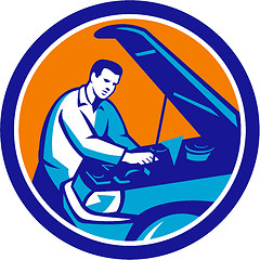 Image showing Auto Mechanic Car Repair Circle Retro