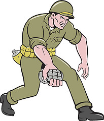 Image showing World War Two Soldier American Grenade Cartoon