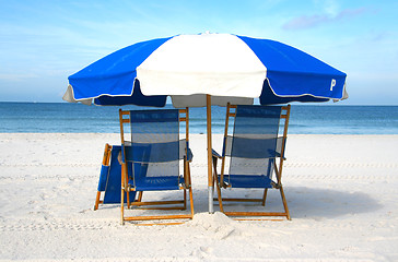 Image showing Chairs on the beach (closeup)