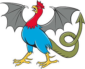 Image showing Basilisk Bat Wing Crowing Cartoon