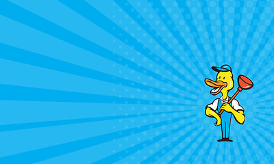 Image showing Business card Duck Plumber Plunger Standing Cartoon