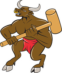 Image showing Minotaur Wielding Sledgehammer Cartoon