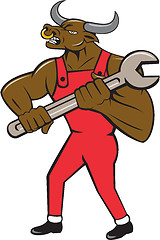 Image showing Mechanic Minotaur Bull Spanner Isolated Cartoon