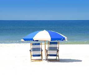 Image showing Chairs on the beach