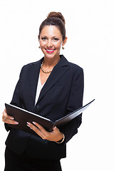 Image showing Smiling Pretty Businesswoman Holding a File Folder