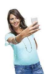 Image showing Pretty Happy Woman Holding a Mobile Phone