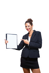 Image showing Businesswoman Showing a Document with Copy Space