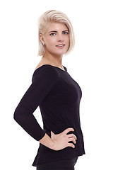 Image showing Pretty Woman Posing in Trendy Black Shirt