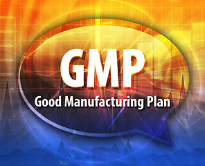 Image showing GMP acronym word speech bubble illustration