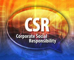 Image showing CSR acronym word speech bubble illustration