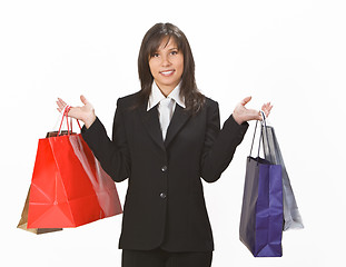 Image showing Smiling woman with shopping bags