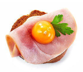 Image showing toasted bread with ham and tomato