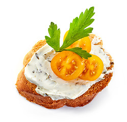 Image showing toasted bread with cream cheese