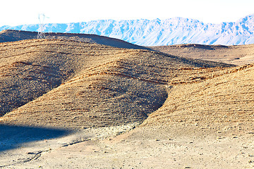 Image showing bush  in    valley    africa the atlas dry mountain  