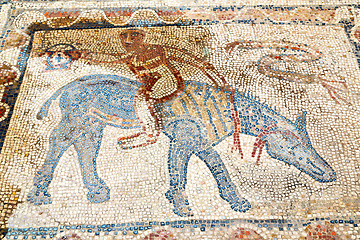 Image showing roof mosaic in the old city morocco  man wolf